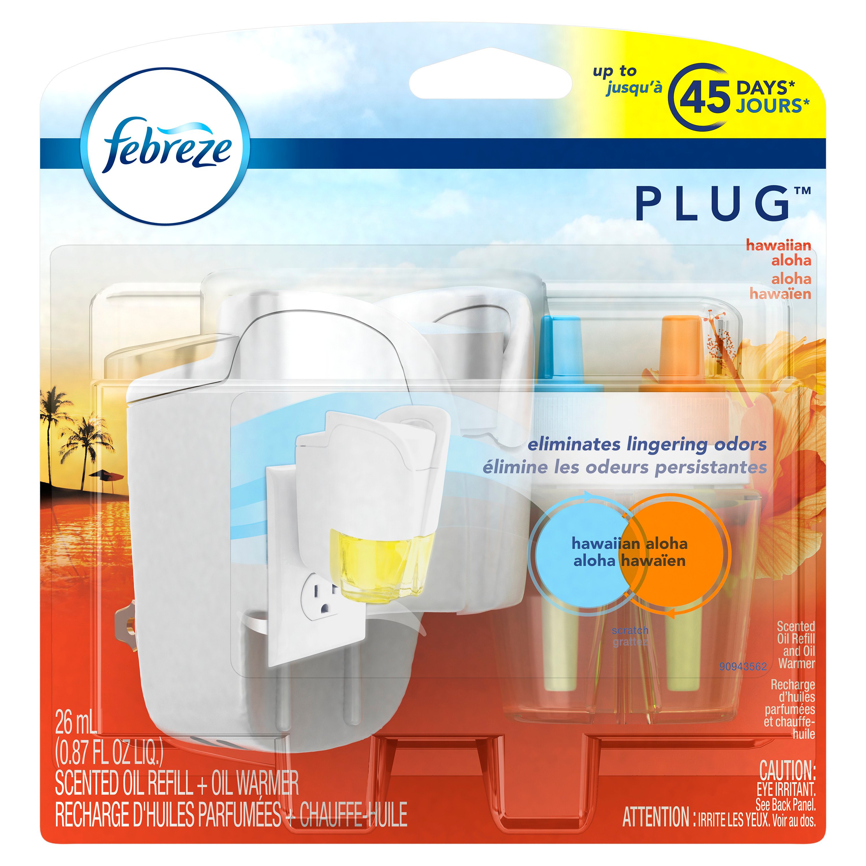 Febreze Plug Scented Oil Refill and Oil Warmer, Hawaiian Aloha