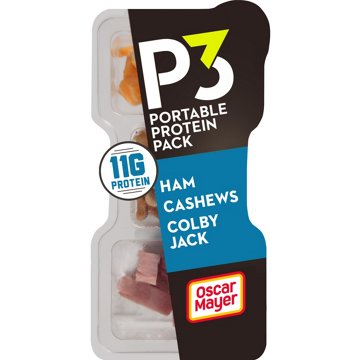 P3 Portable Protein Pack Snack Tray - Ham, Cashews & Colby Jack, 2 oz