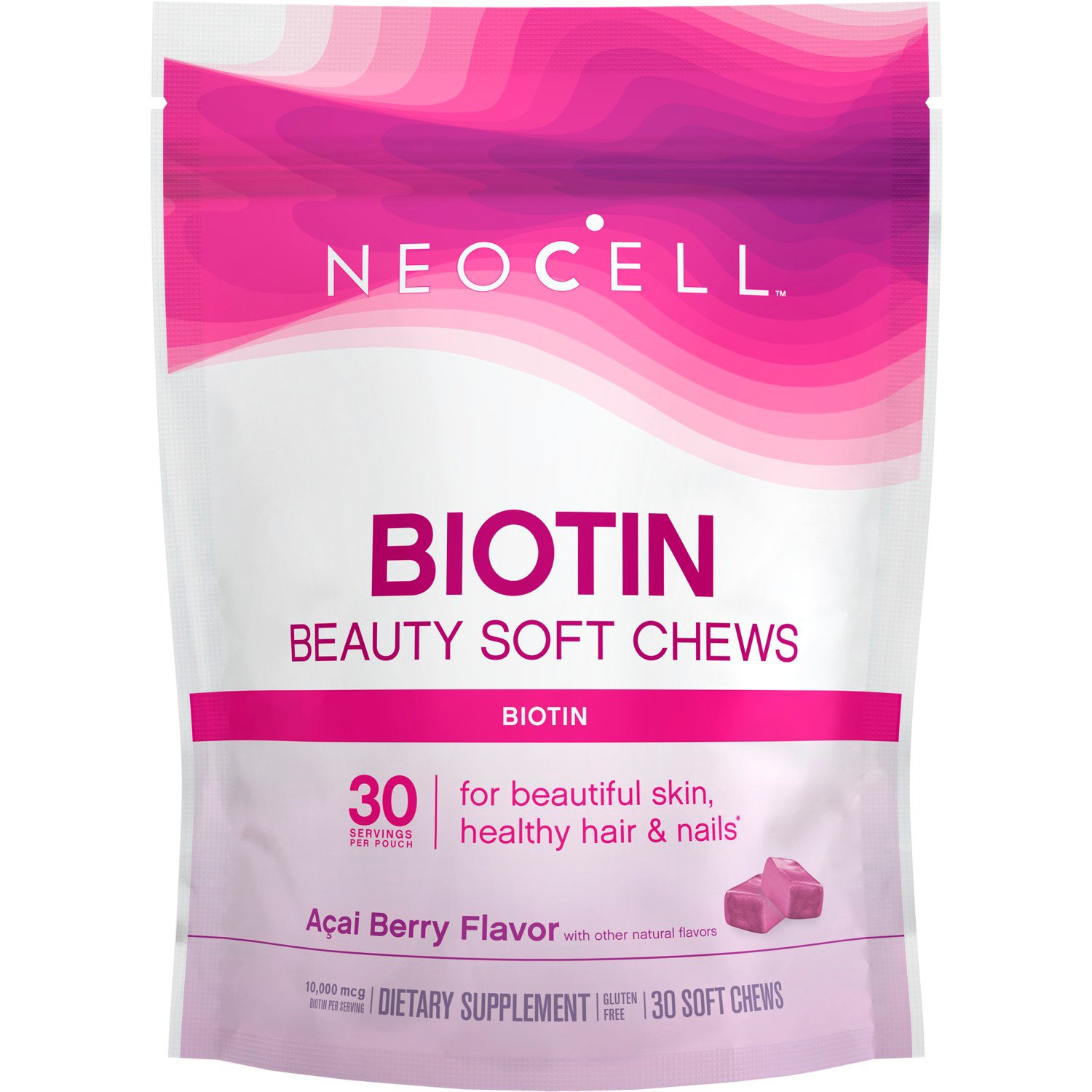 NeoCell Biotin Beauty Soft Chews - Açai Berry, 30 ct