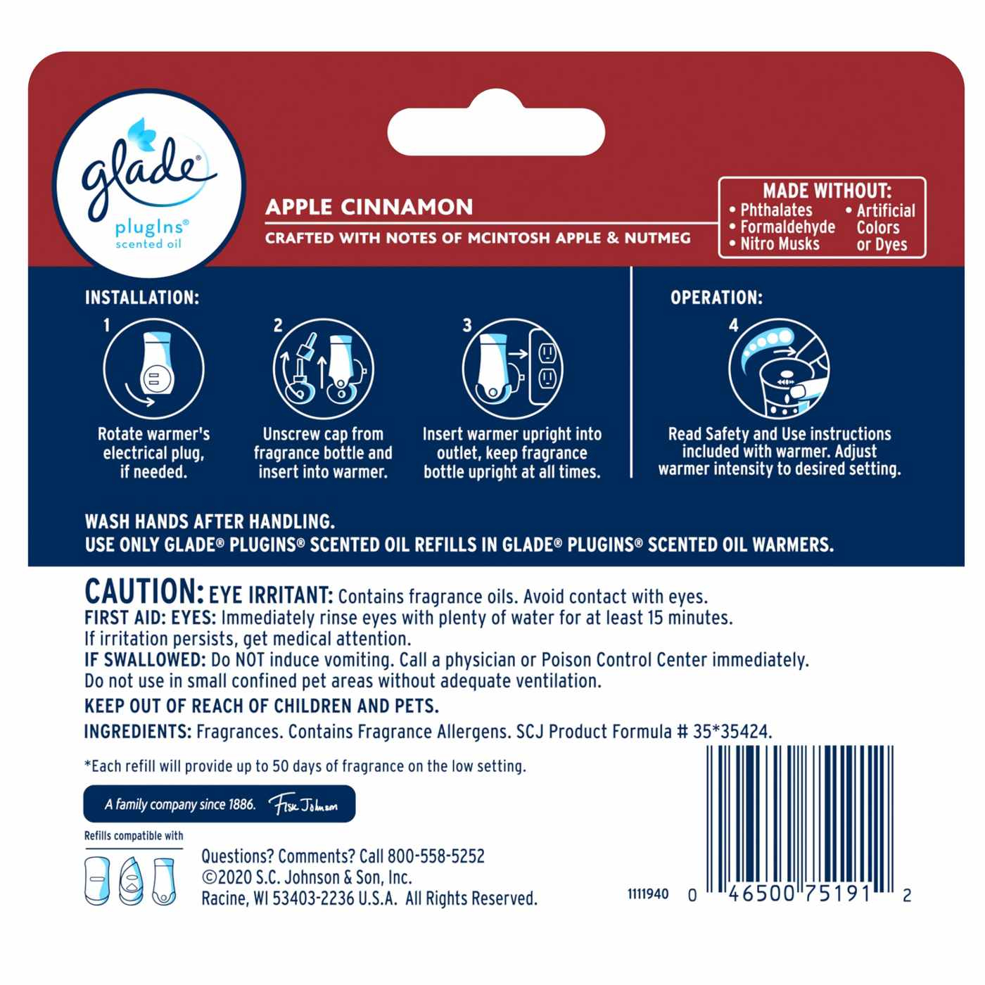 Glade PlugIns Scented Oil Air Freshener Refills - Apple Cinnamon; image 2 of 2