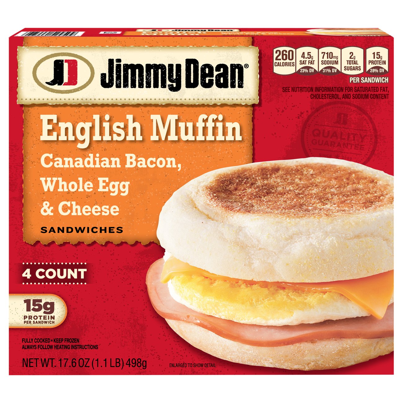 Jimmy Dean Canadian Bacon Whole Cracked Egg And Cheese English Muffin Sandwiches Shop Entrees Sides At H E B