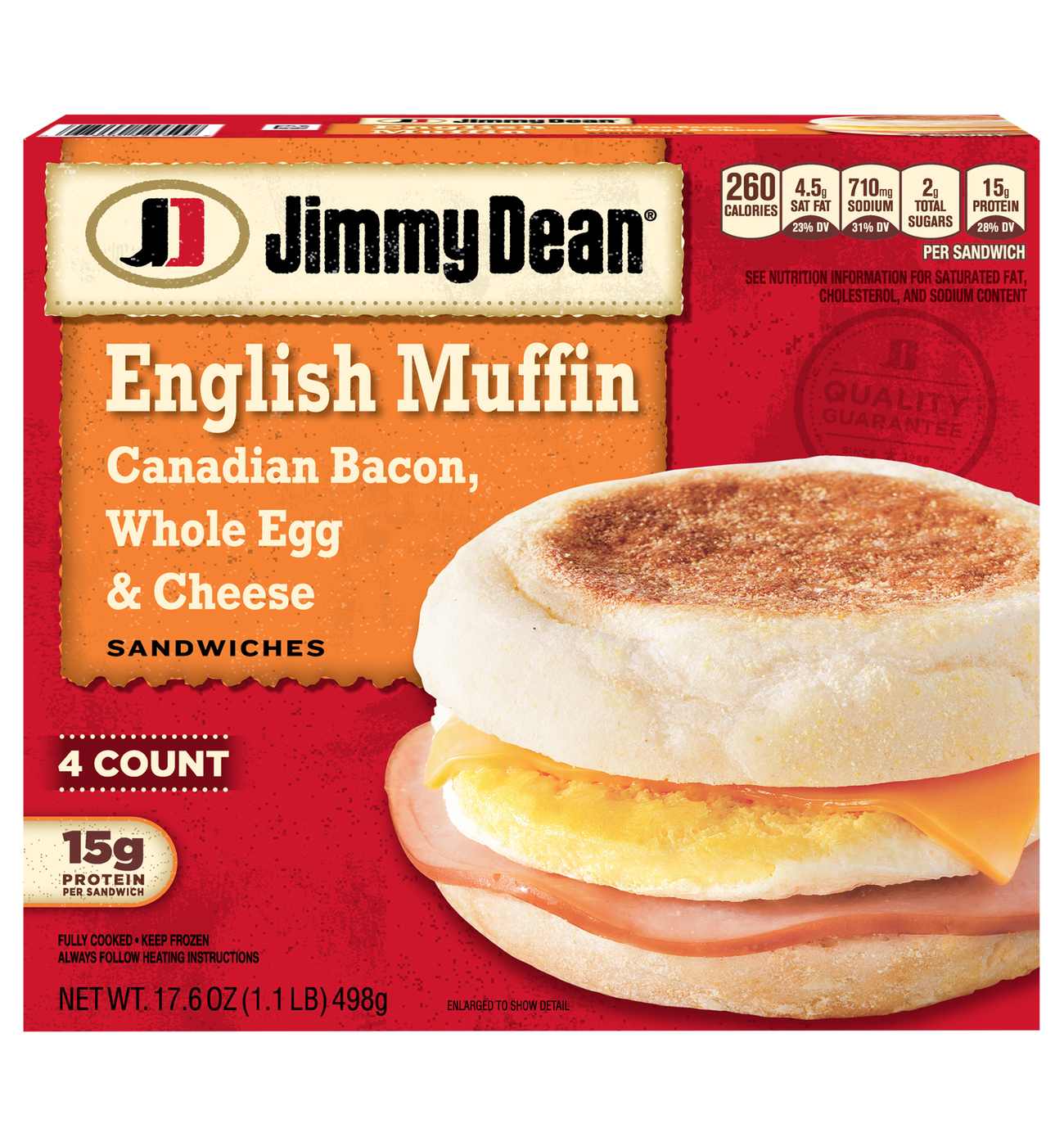 Jimmy Dean Canadian Bacon, Whole Cracked Egg and Cheese English Muffin Sandwiches; image 1 of 2