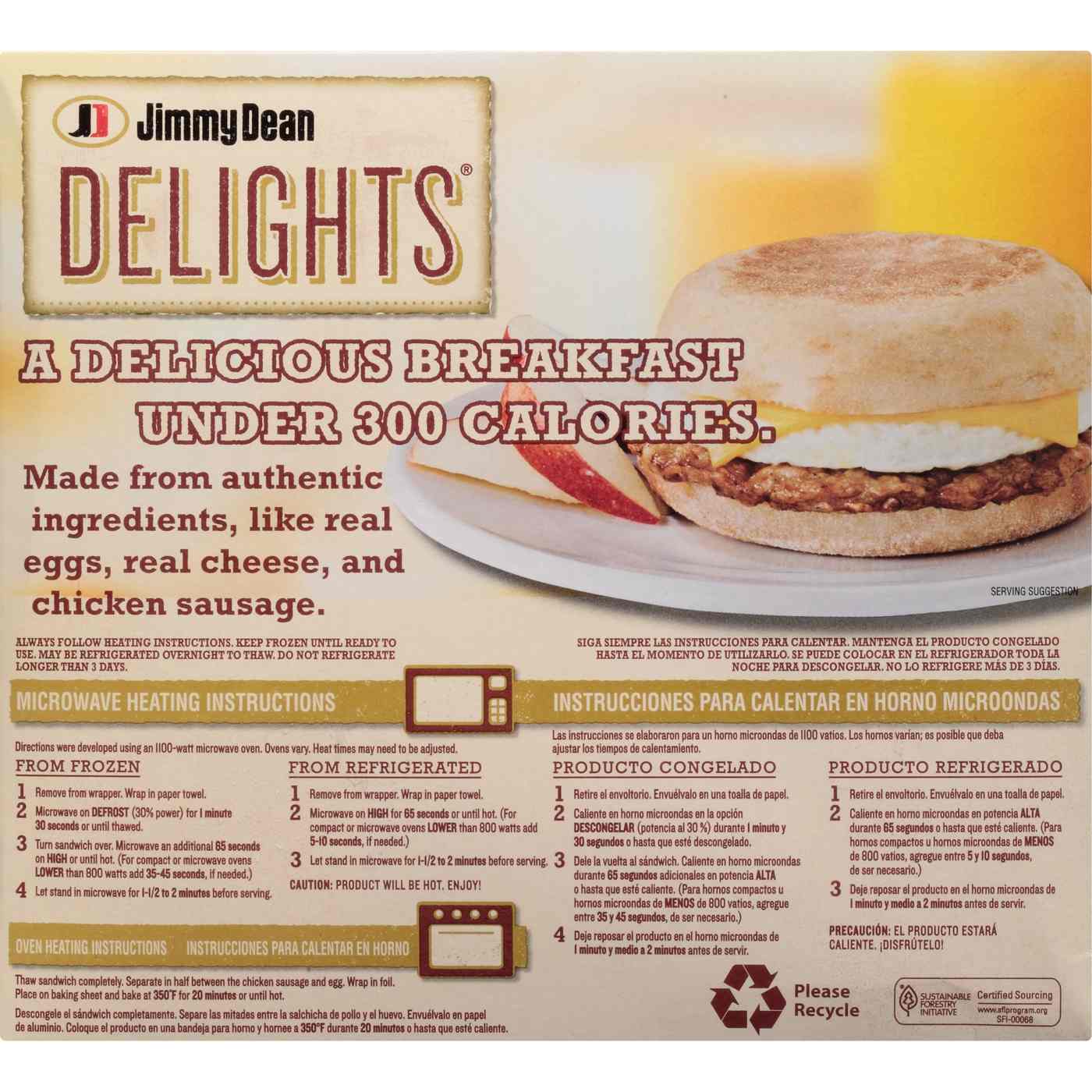 Jimmy Dean Applewood Smoke Chicken Sausage, Egg White and Cheese English Muffin Sandwiches; image 3 of 3