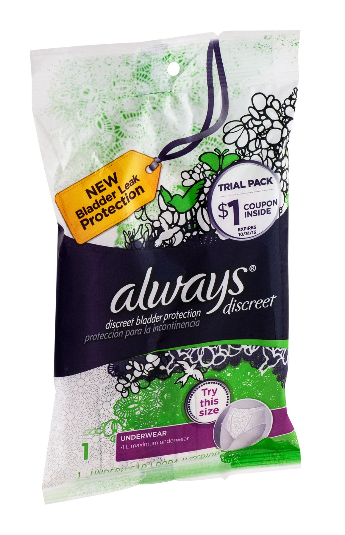 Always Discreet Incontinence Underwear, Maximum Absorbency, Large