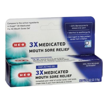 H-E-B Mouth Sore Relief Gel, 0.42 oz