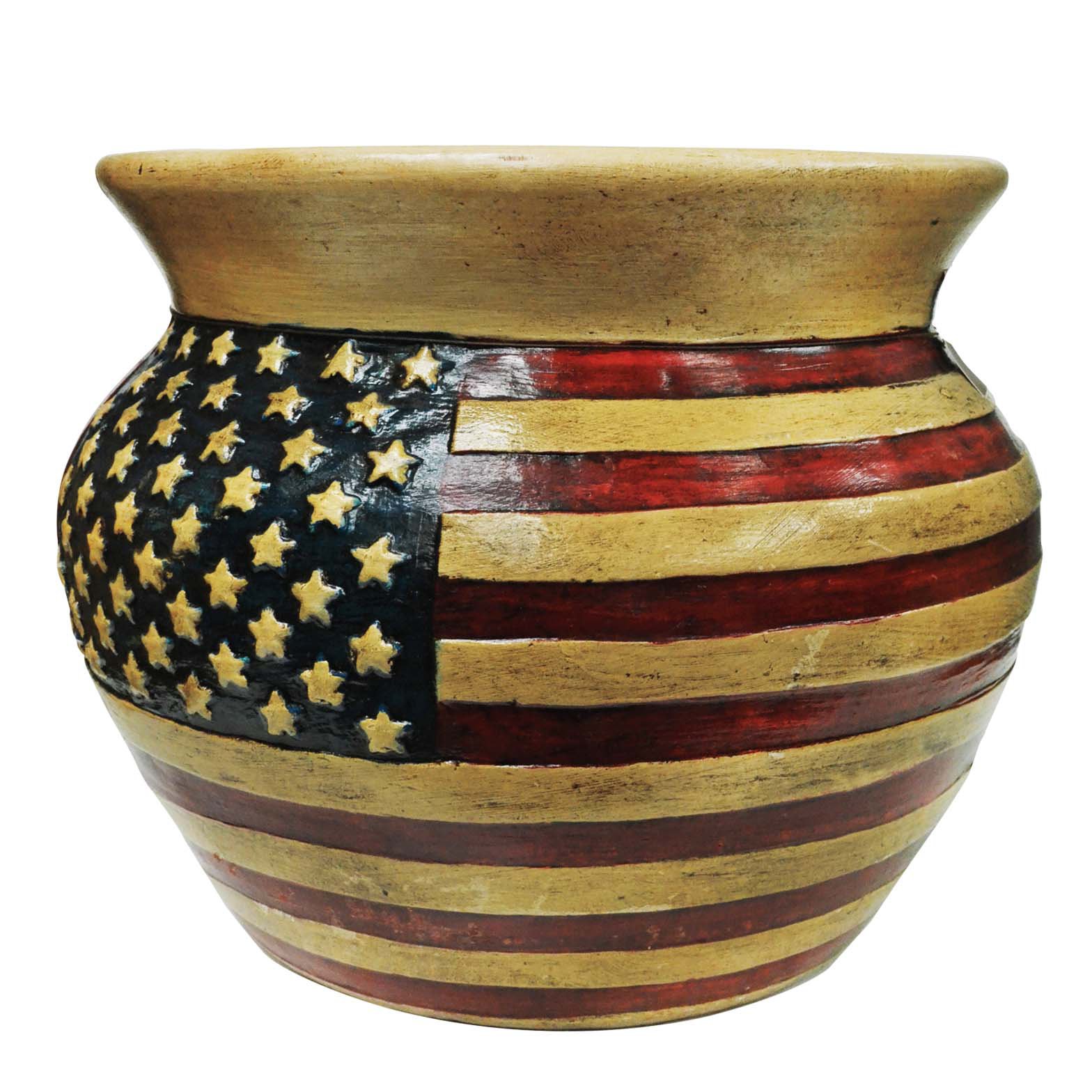 Blue Orange Pottery USA Flag Clay Planter Shop Pots & Planters at HEB