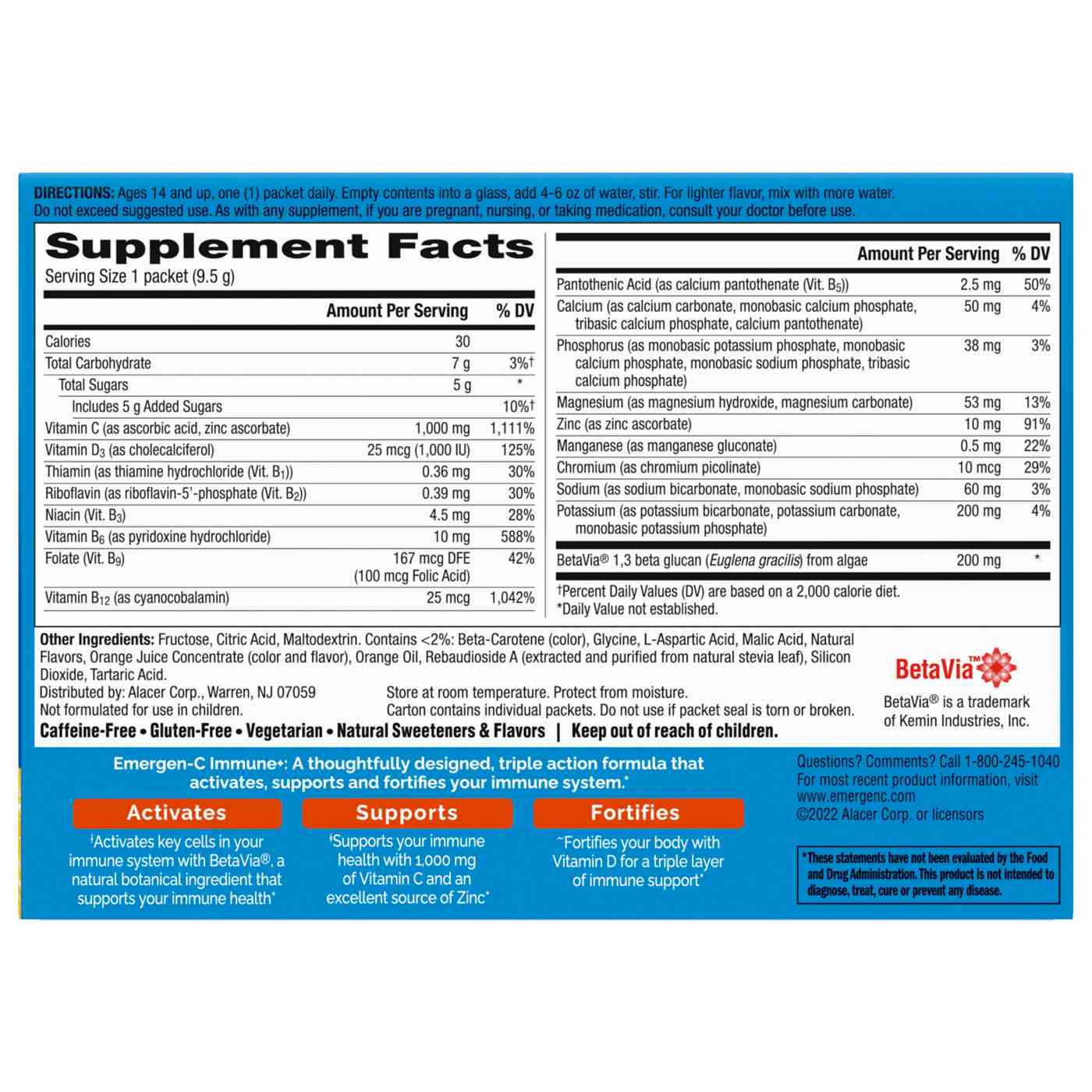 Emergen-C Immune+ Super Orange Fizzy Drink Mix; image 5 of 7