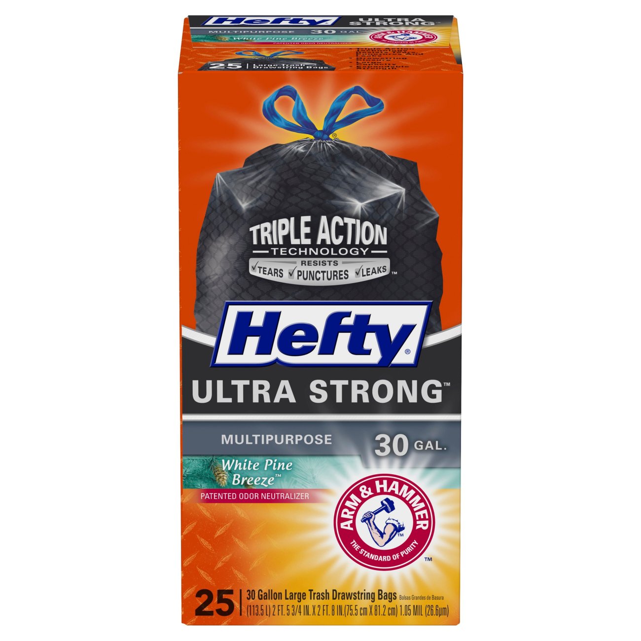 Hefty Strong 33-Gallon Trash Can Liner Extra Large Drawstring