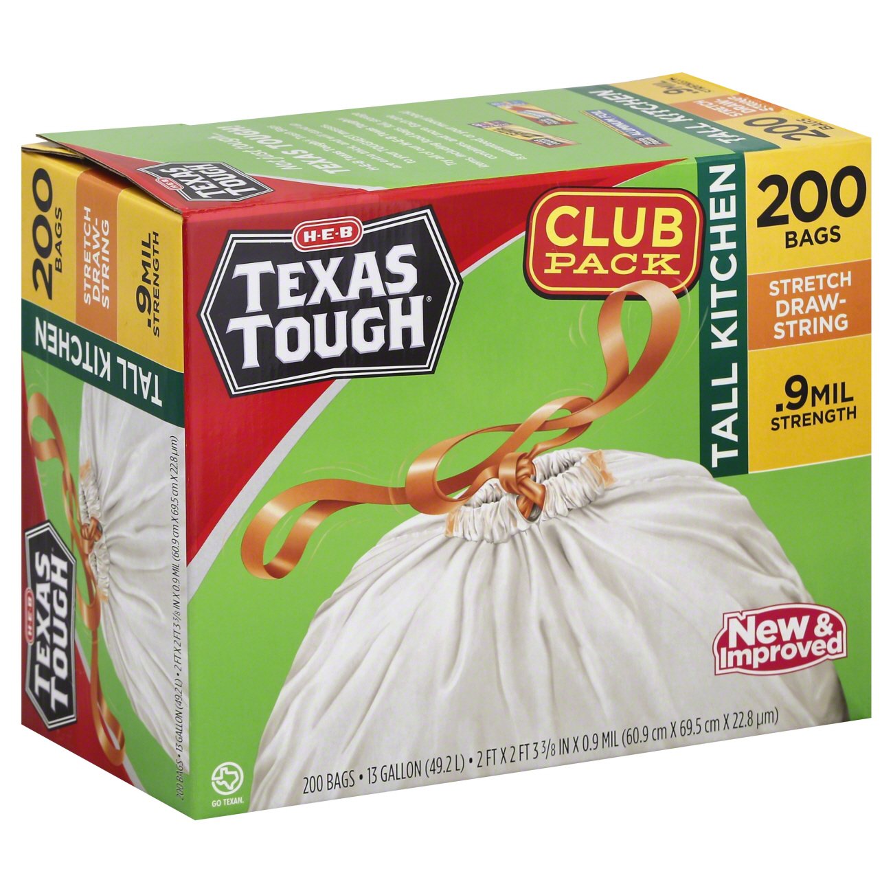 H-E-B Texas Tough Tall Kitchen Stretch Draw String Bags - Shop Trash ...