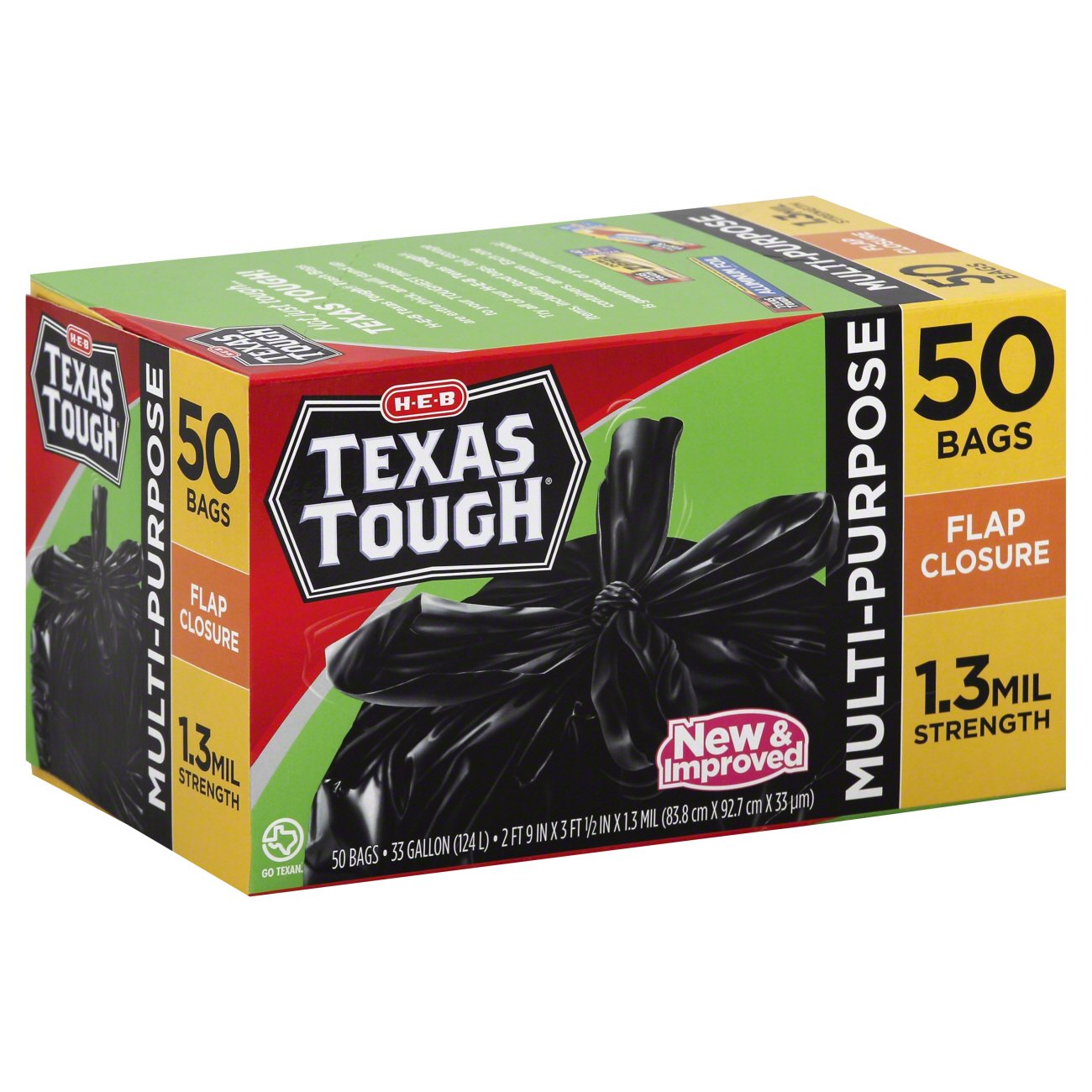 H-E-B Texas Tough Flap Closure 33 Gallon Trash Bags