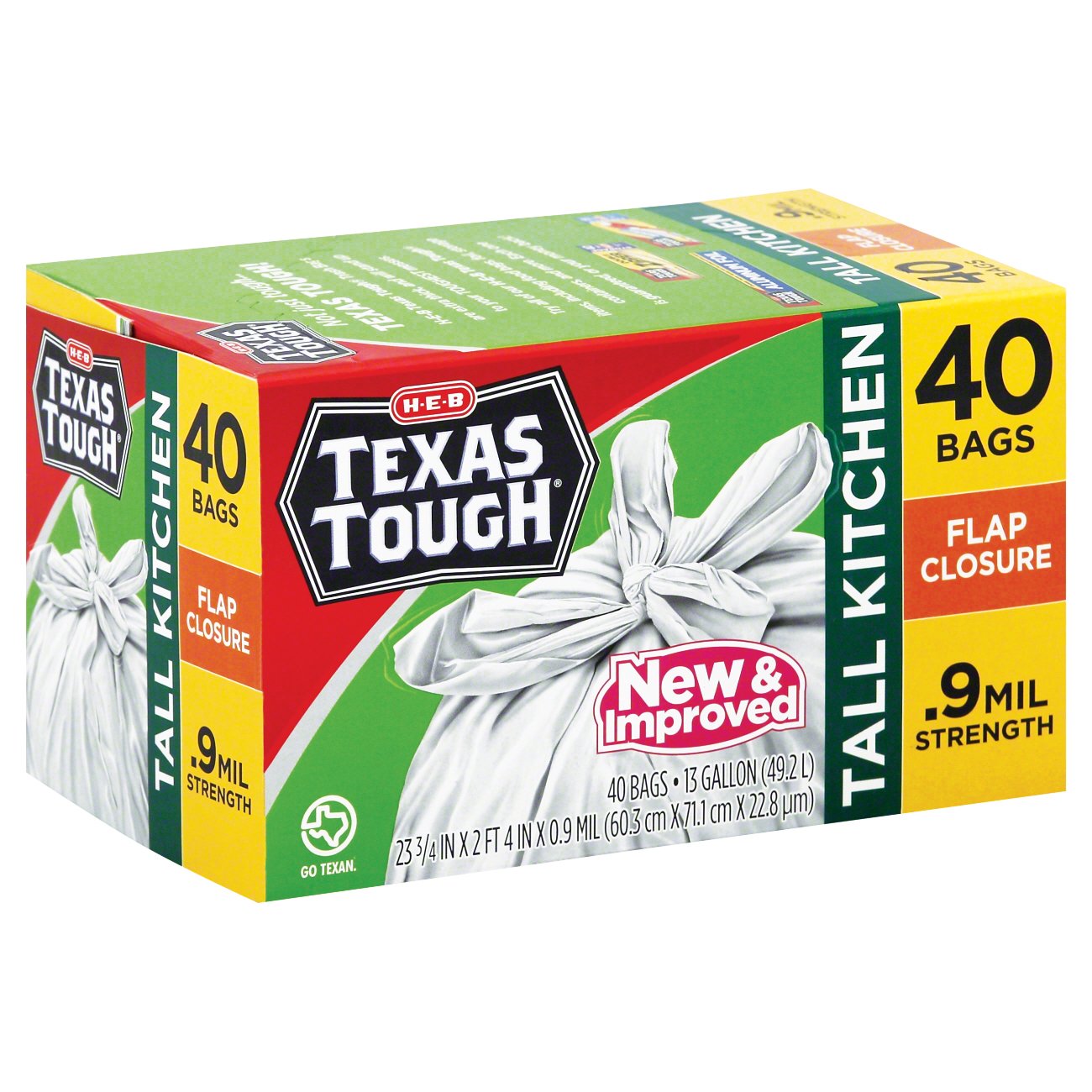 HEB Texas Tough Flap Closure Tall Kitchen 13 Gallon Trash Bags Shop