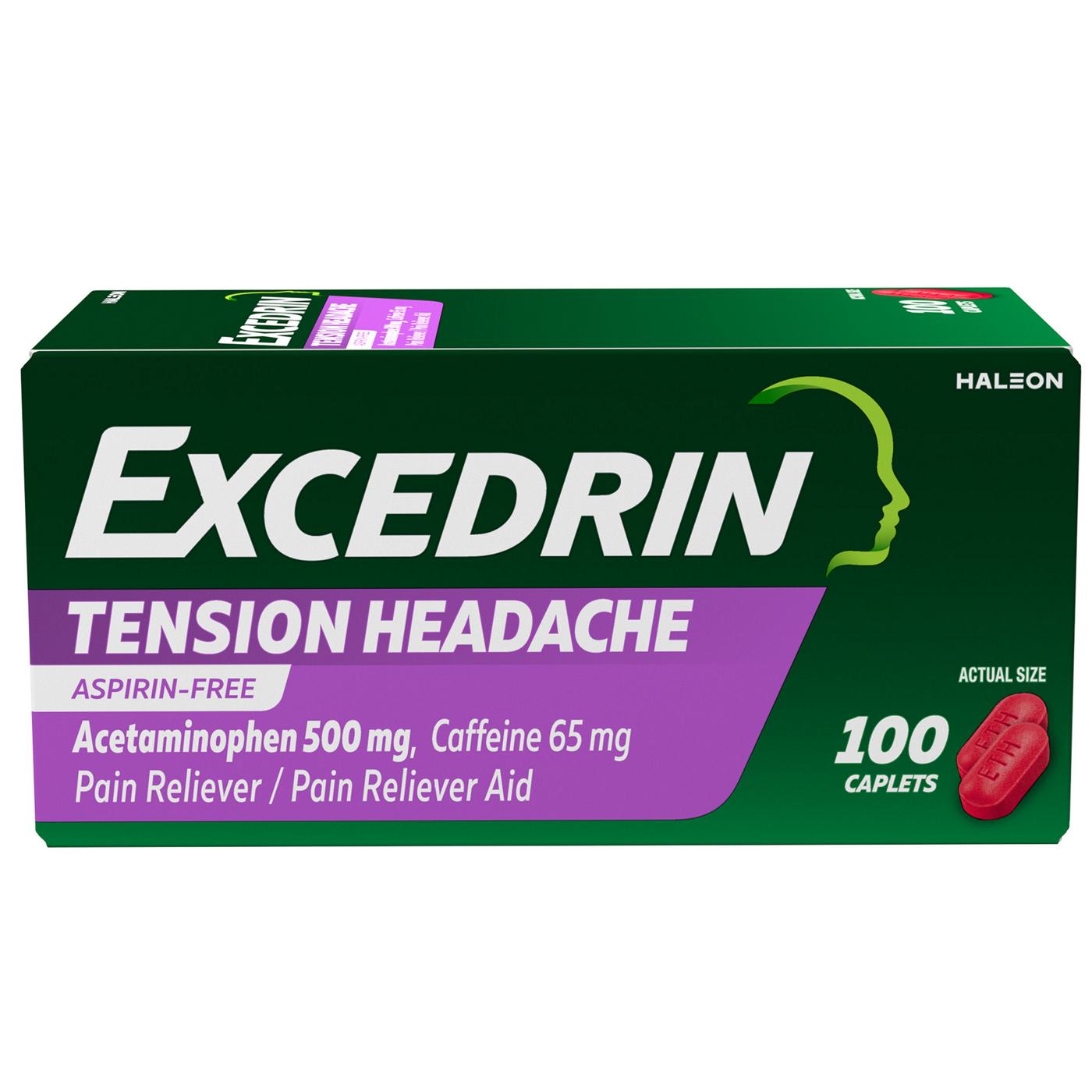 Excedrin Tension Headache Relief Caplets, Acetaminophen 500mg, Caffeine 65mg, Pain Reliever, Aspirin-Free; image 1 of 2