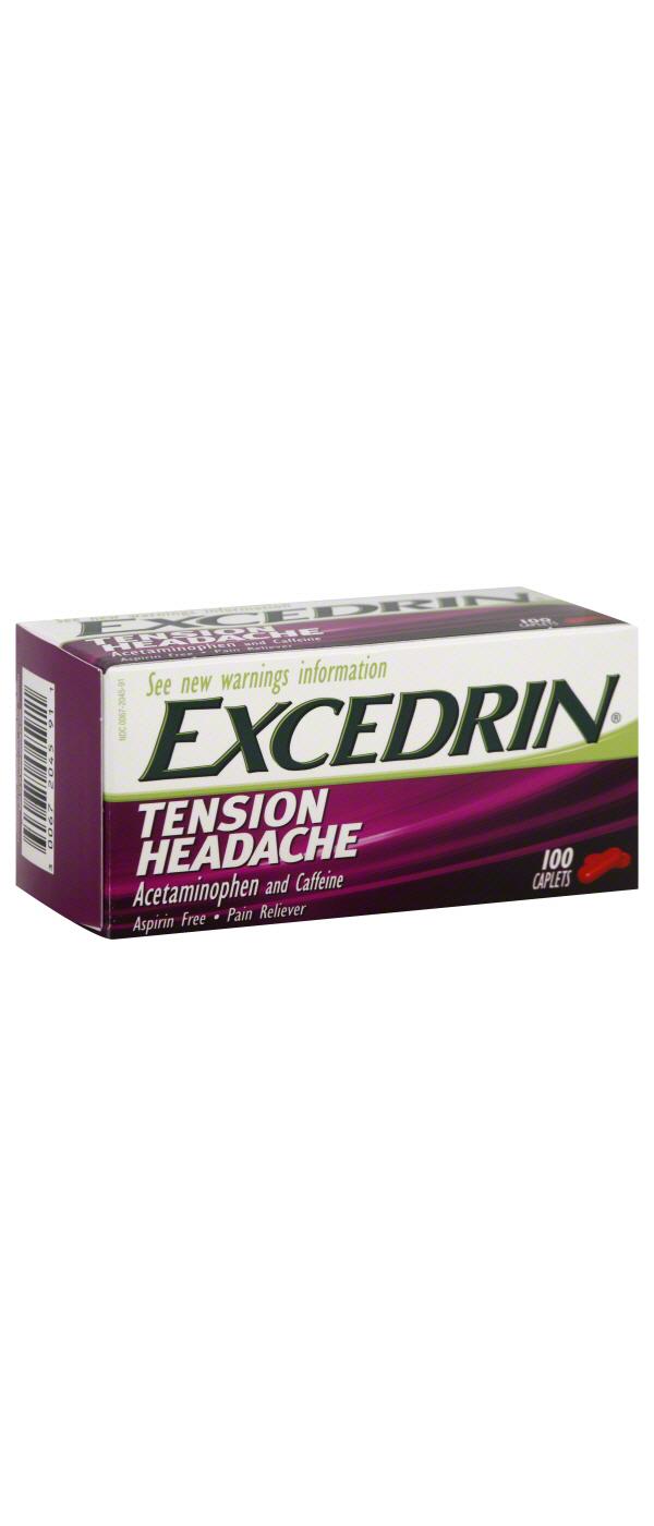 Excedrin Tension Headache Relief Caplets Without Aspirin; image 2 of 9