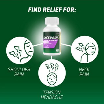 Excedrin Tension Headache Relief Caplets, Acetaminophen 500mg, Caffeine 65mg, Pain Reliever, Aspirin-Free