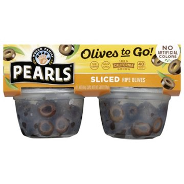 Musco Family Olive Co. Pearls Sliced California Ripe Black Olives To Go! Cups, 4 ct