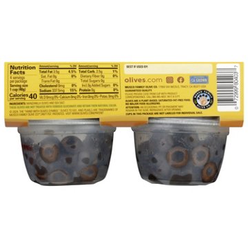 Musco Family Olive Co. Pearls Sliced California Ripe Black Olives To Go! Cups, 4 ct