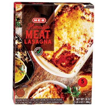 H-E-B Frozen Homestyle Meat Lasagna - Family Size, 38 oz