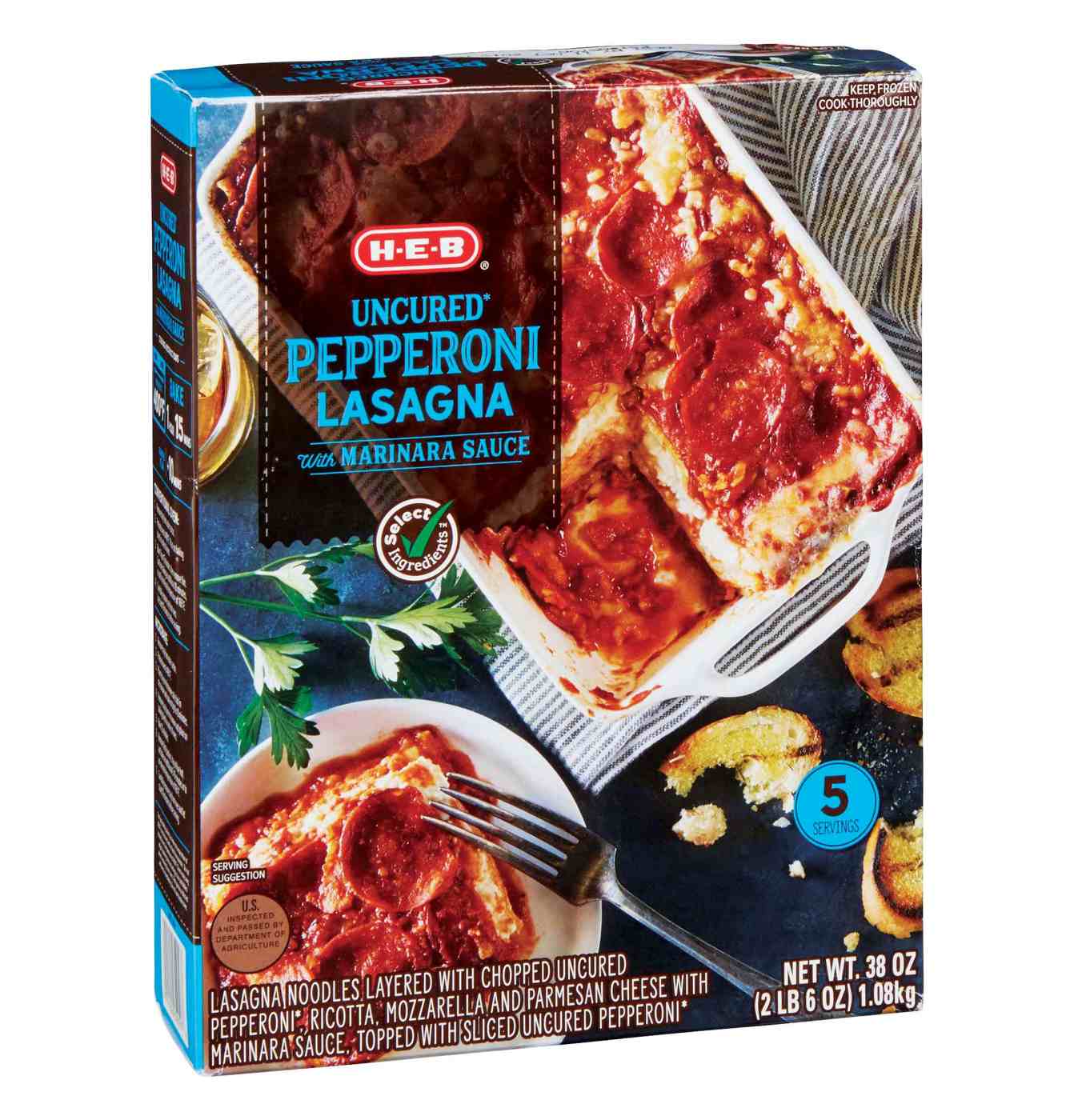 H-E-B Frozen Uncured Pepperoni Lasagna; image 1 of 2