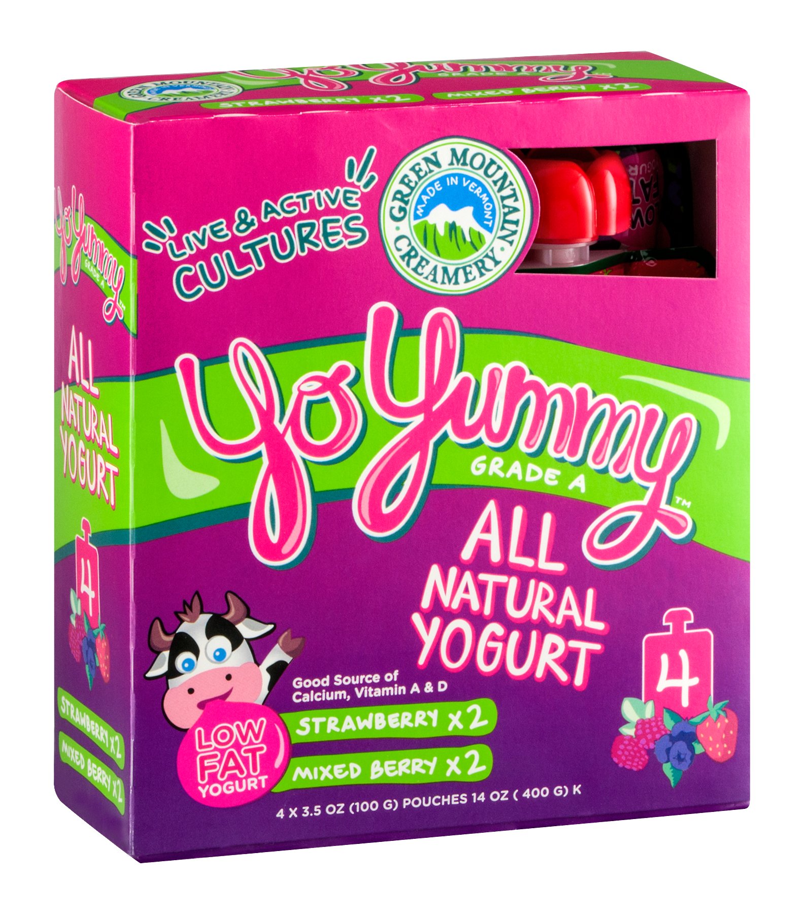 Yo Yummy Low Fat Yogurt Pouch Strawberry & Mixed Berry - Shop Yogurt at ...