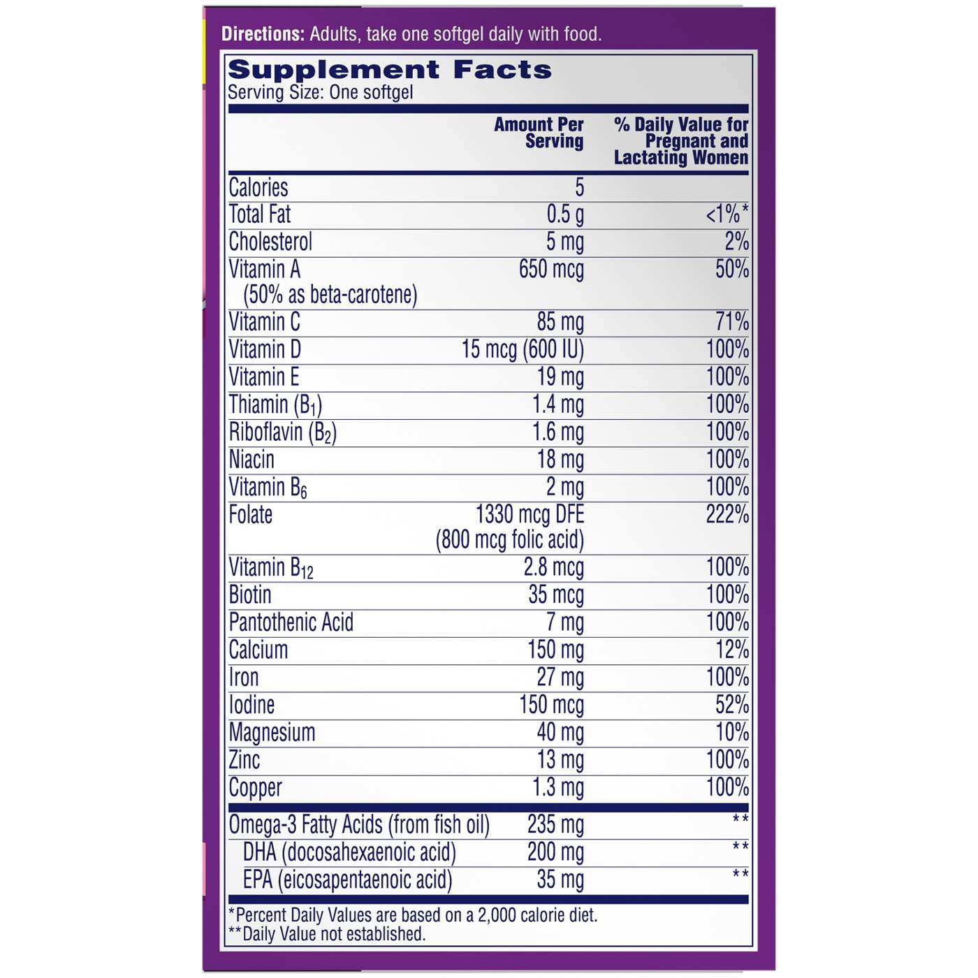 One A Day Prenatal 1 Complete Multivitamin Softgels; image 4 of 9