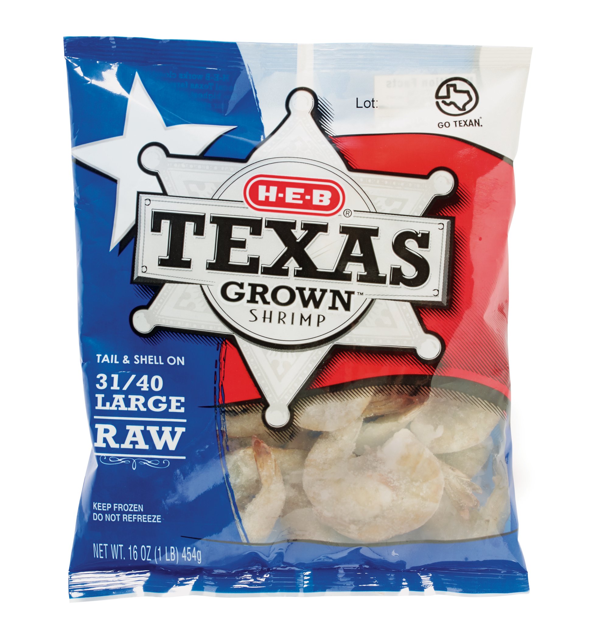 H-E-B Raw Tail and Shell-On Texas Grown Large Shrimp, 31-40ct /lb
