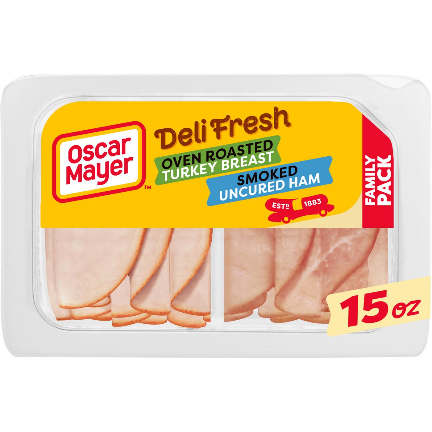 Oscar Mayer Deli Fresh Oven Roasted Turkey Breast & Smoked Uncured Sliced Ham Lunch Meats - Family Pack; image 1 of 6