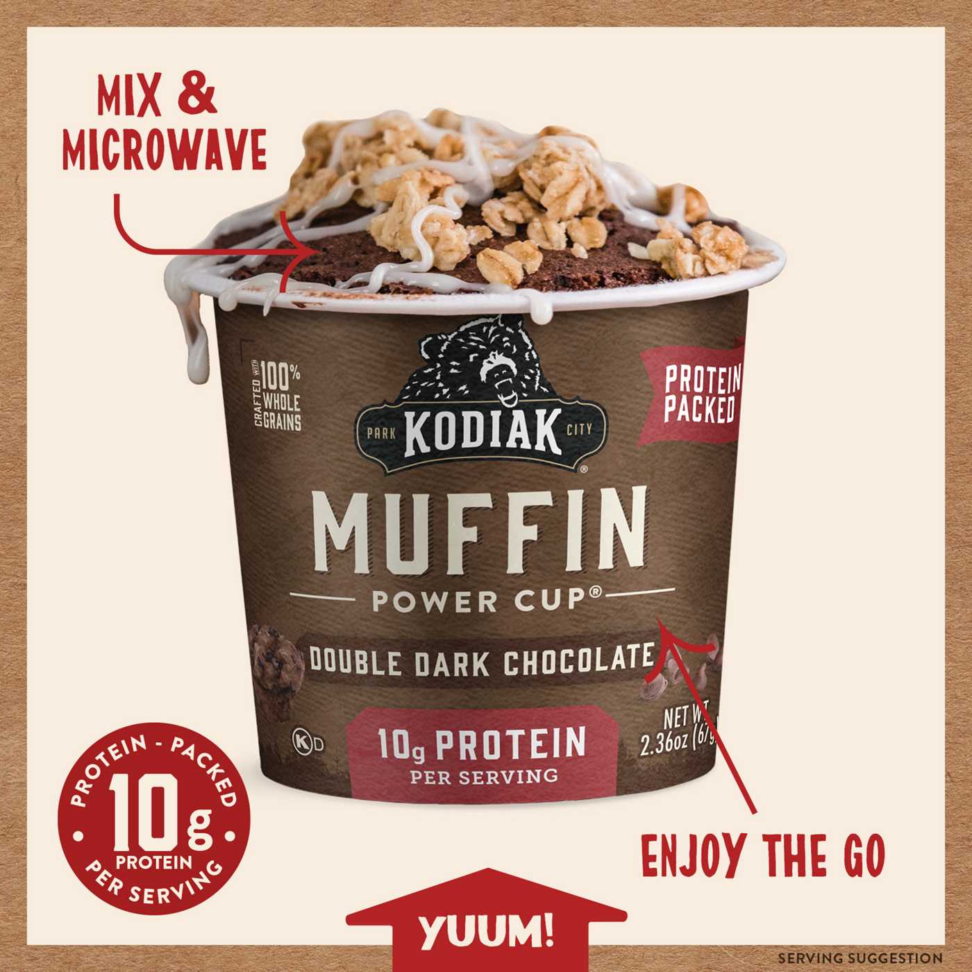 Kodiak 10g Protein Muffin Power Cup - Double Dark Chocolate; image 2 of 3