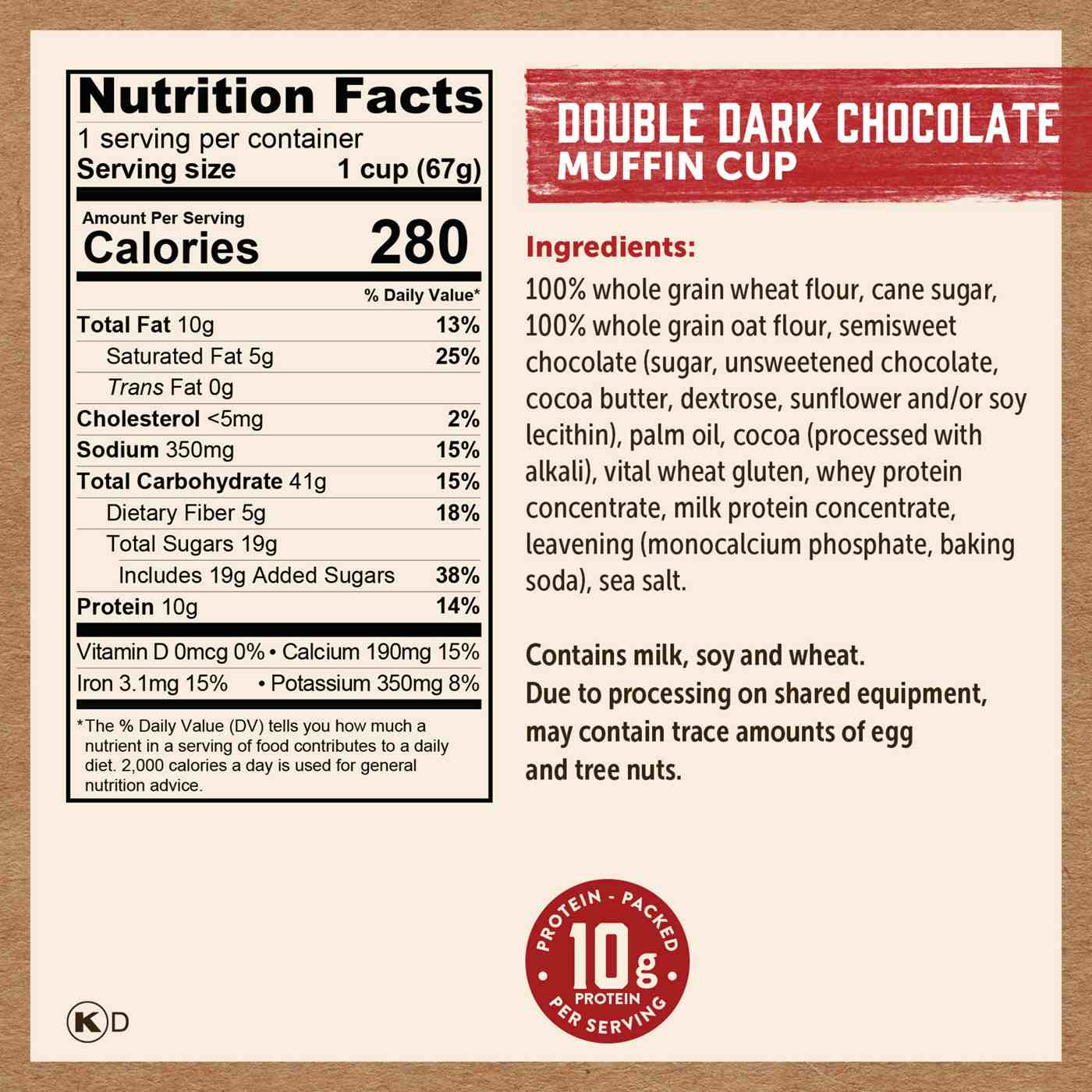 Kodiak 10g Protein Muffin Power Cup - Double Dark Chocolate; image 3 of 3