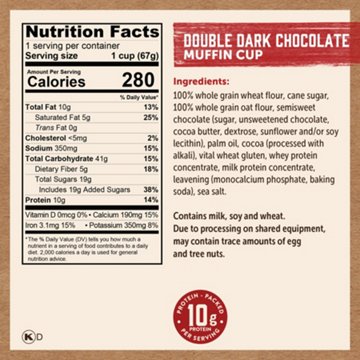 Kodiak 10g Protein Muffin Power Cup - Double Dark Chocolate, 2.4 oz