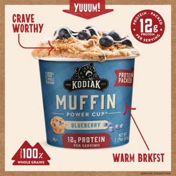 Kodiak 12g Protein Muffin Power Cup - Blueberry, 2.19 oz