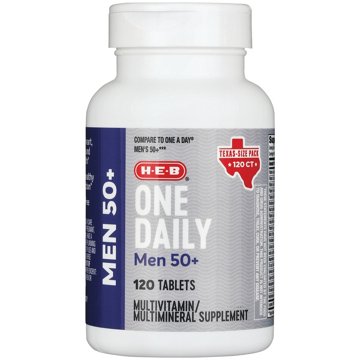 H-E-B Men 50+ One Daily Multivitamin Tablets - Texas-Size Pack, 120 ct
