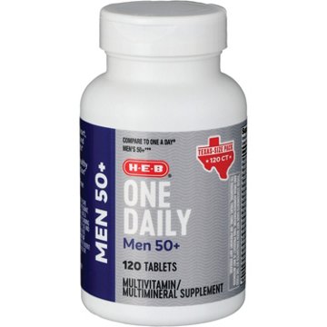 H-E-B Men 50+ One Daily Multivitamin Tablets - Texas-Size Pack, 120 ct