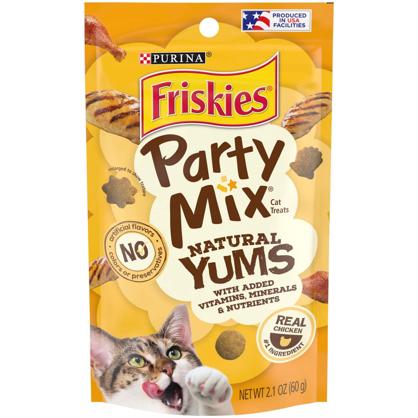 Friskies Purina Friskies Natural Cat Treats, Party Mix Natural Yums With Real Chicken & Vitamins, Minerals & Nutrients; image 1 of 6