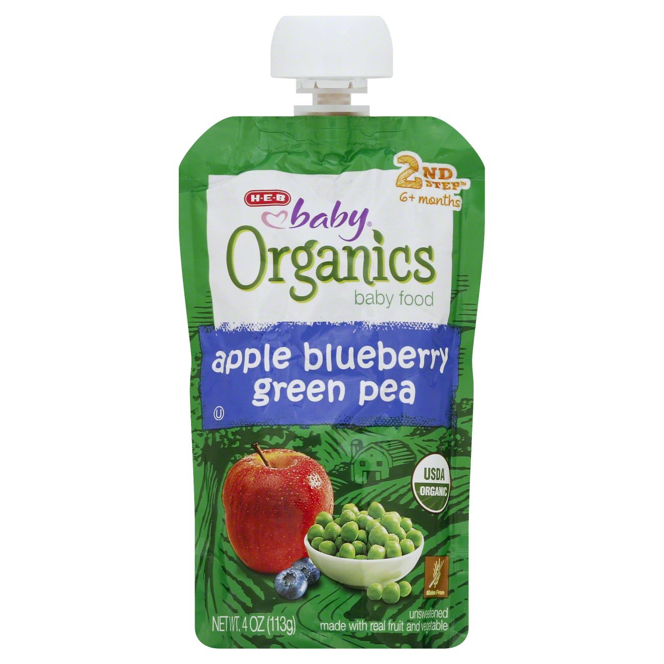 HEB Baby Organics Apple Blueberry Green Pea Pouch Shop