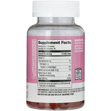 H-E-B Vitamins Hair Skin & Nails 2500mcg Biotin Gummies - Peach, 80 ct