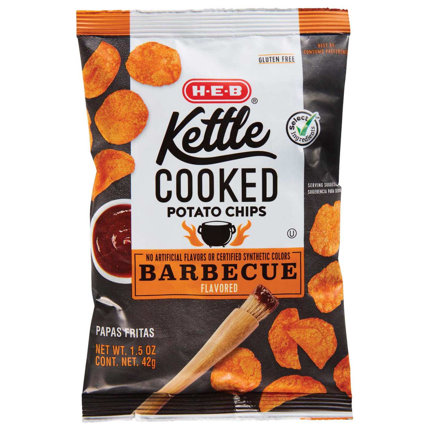 H-E-B Select Ingredients Kettle Cooked Barbecue Chips; image 1 of 2