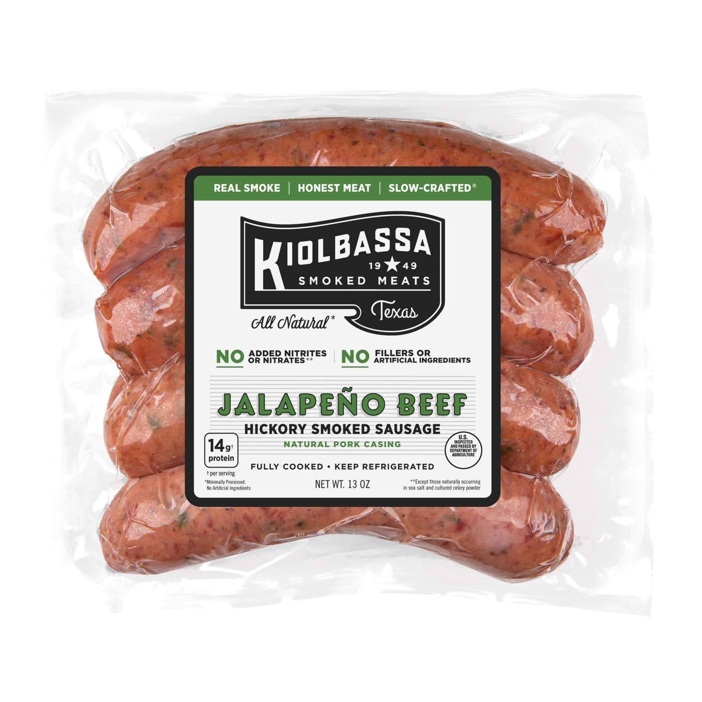 Kiolbassa Jalapeño Beef Hickory Smoked Sausage Links; image 1 of 2