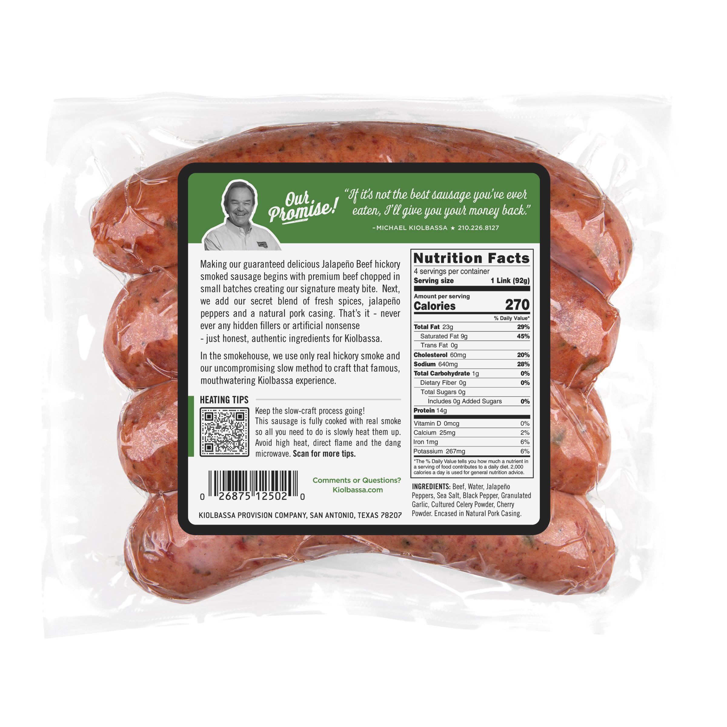 Carbs in Sultana Dried Beef Sausage, Jalapeno Beef