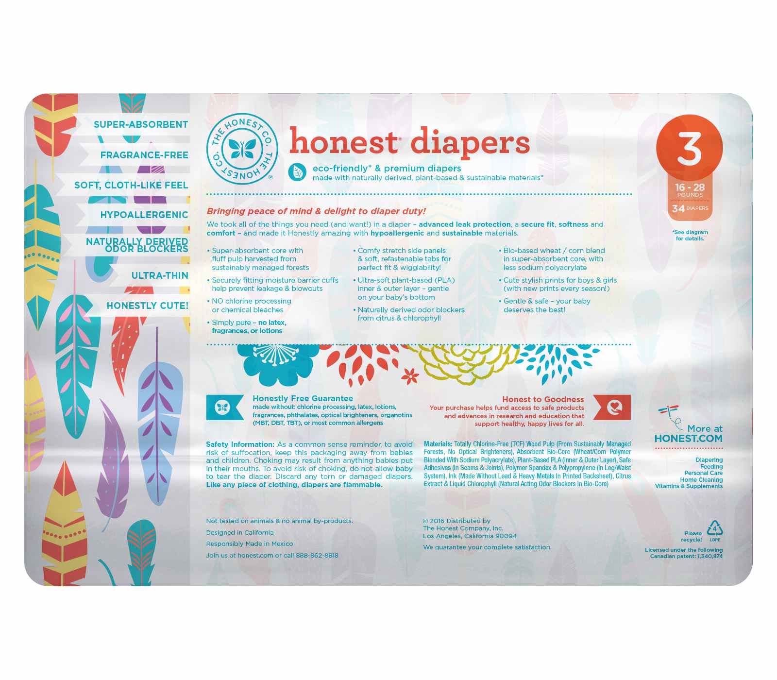 The Honest Company Painted Feathers Diapers 34 ct; image 3 of 3