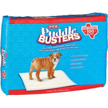H-E-B Puddle Busters Quilted Pee Pads - Texas Size Pack, 100 ct