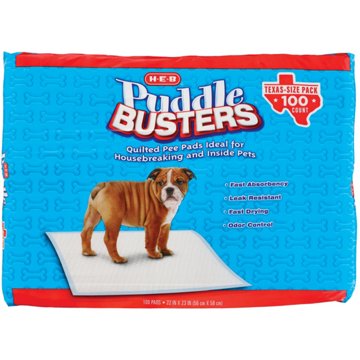 H-E-B Puddle Busters Quilted Pee Pads - Texas Size Pack, 100 ct