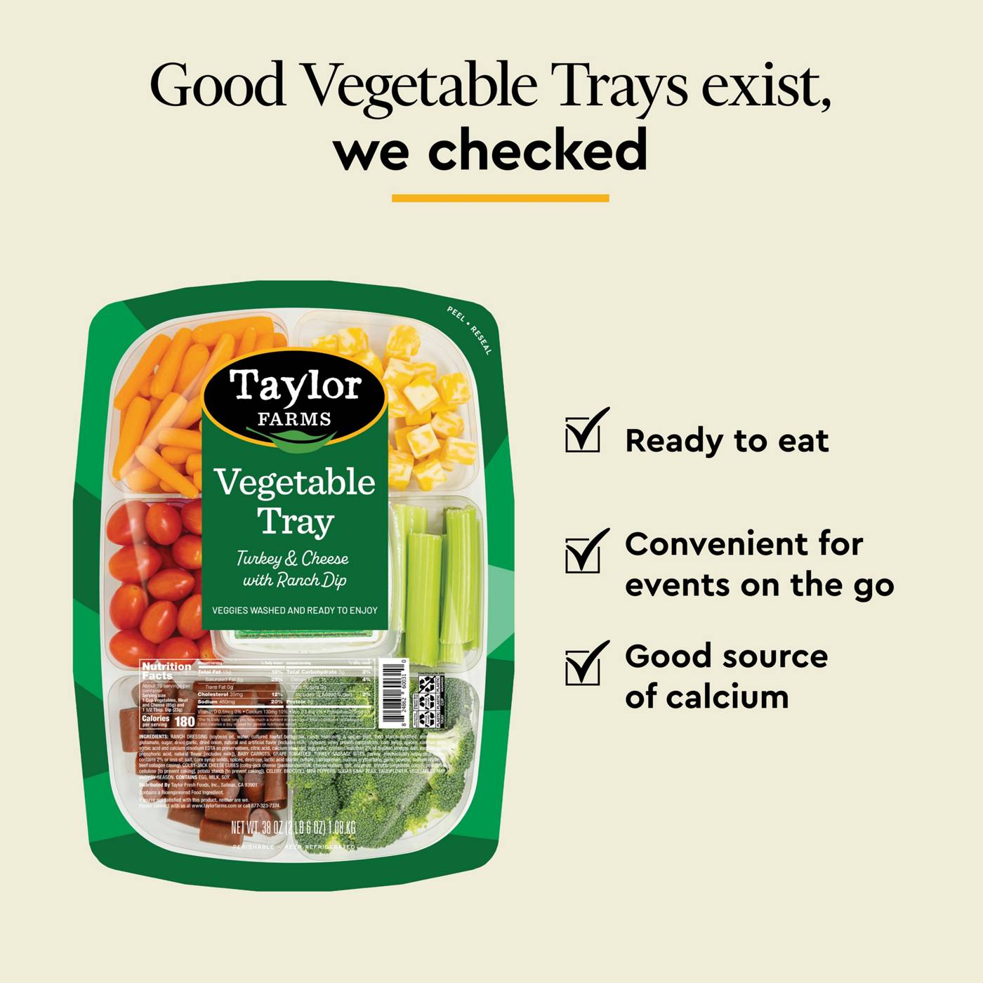 Taylor Farms Turkey & Cheese Vegetable Tray; image 3 of 5