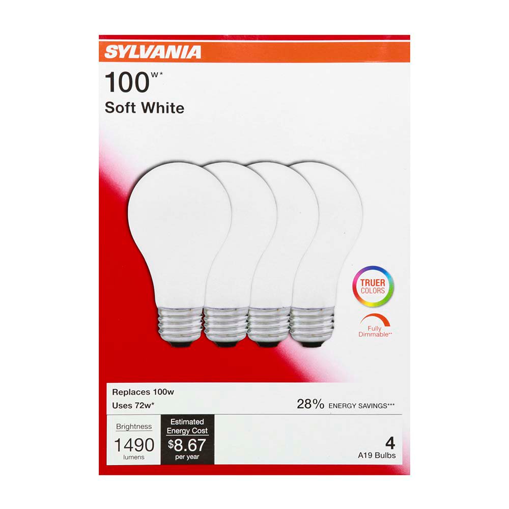 Sylvania A19 100Watt Soft White Halogen Light Bulbs Shop Light bulbs