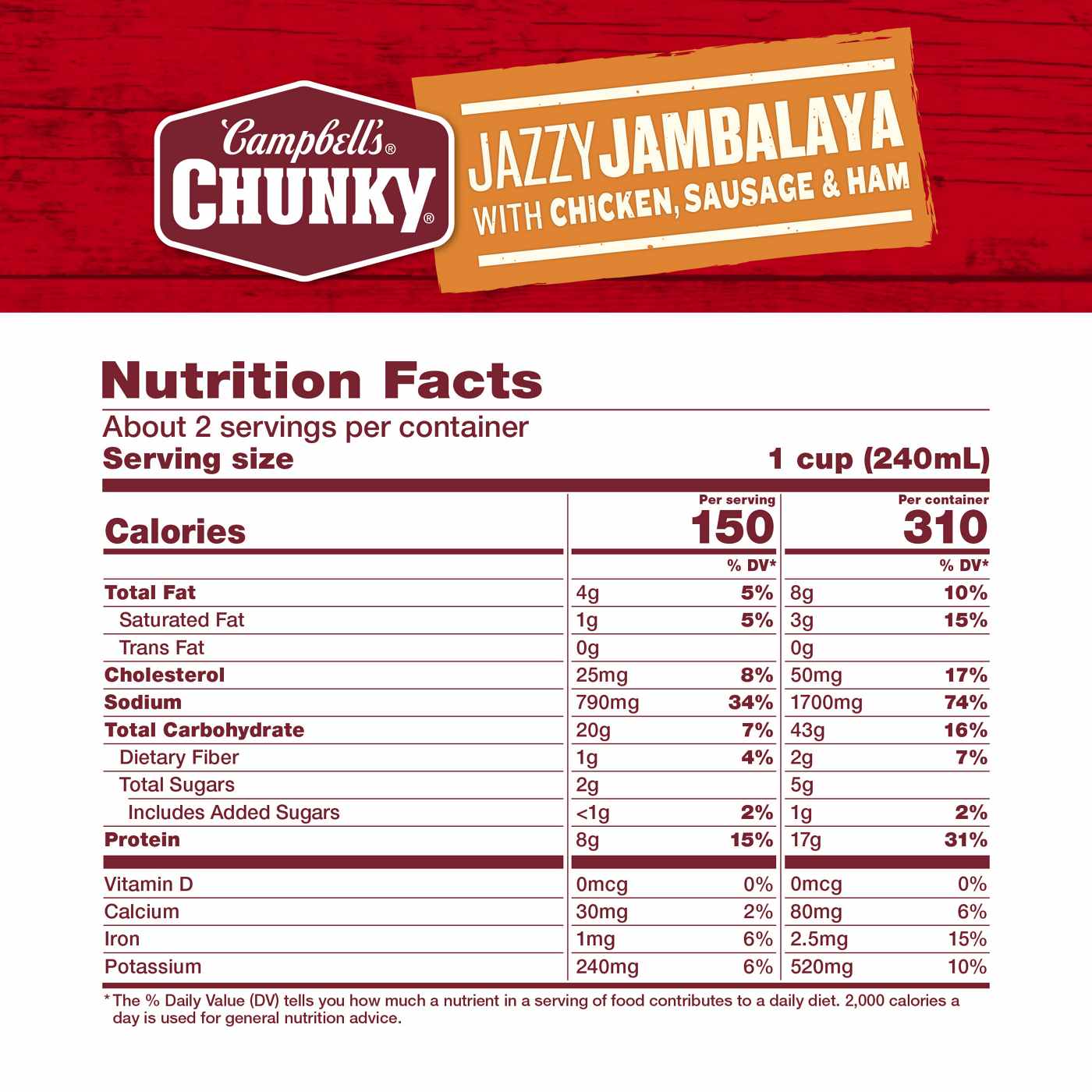 Campbell's Chunky Jambalaya With Chicken, Sausage & Ham; image 5 of 9