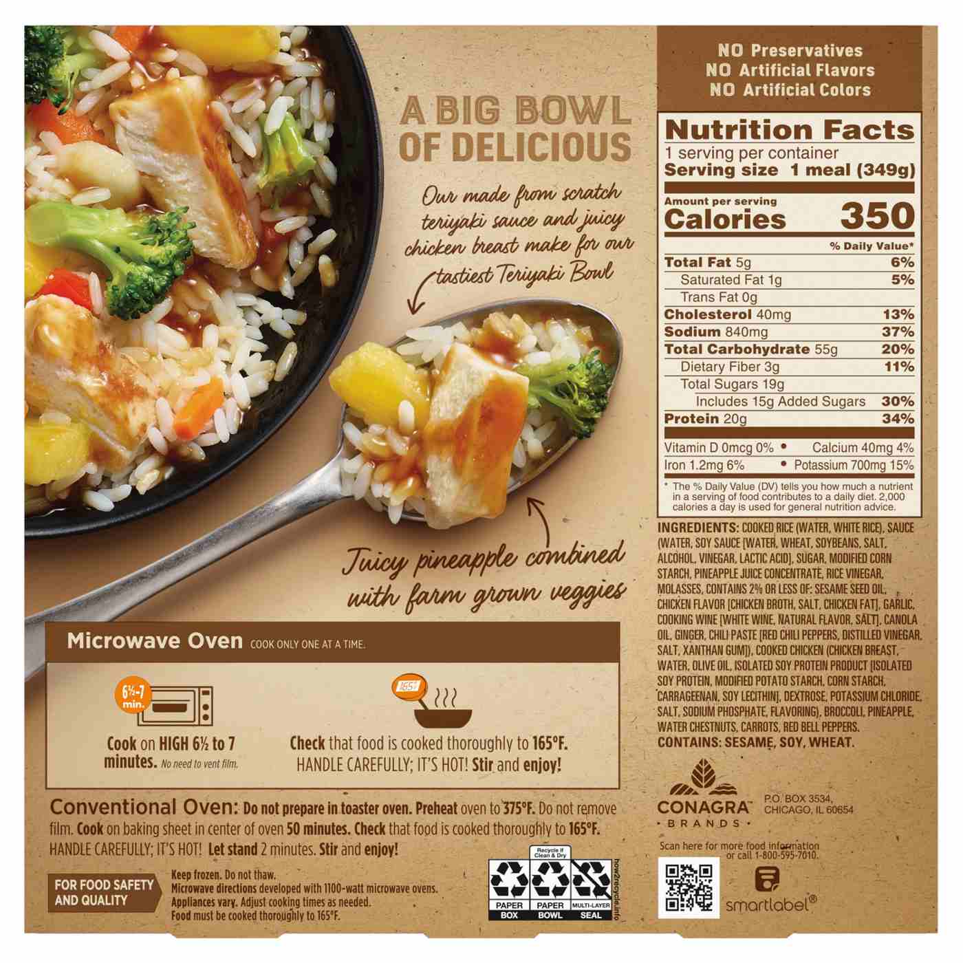 Marie Callender's Sweet Pineapple Chicken Teriyaki Bowl Frozen Meal; image 2 of 5