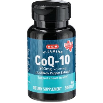 H-E-B Vitamins CoQ10 200 mg with Black Pepper Extract Softgels - Texas-Size Pack, 60 ct