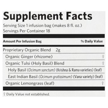 Organic India Tulsi Holy Basil Lemon Ginger Infusion Tea Bags