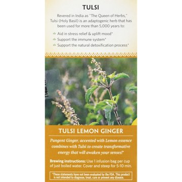 Organic India Tulsi Holy Basil Lemon Ginger Infusion Tea Bags