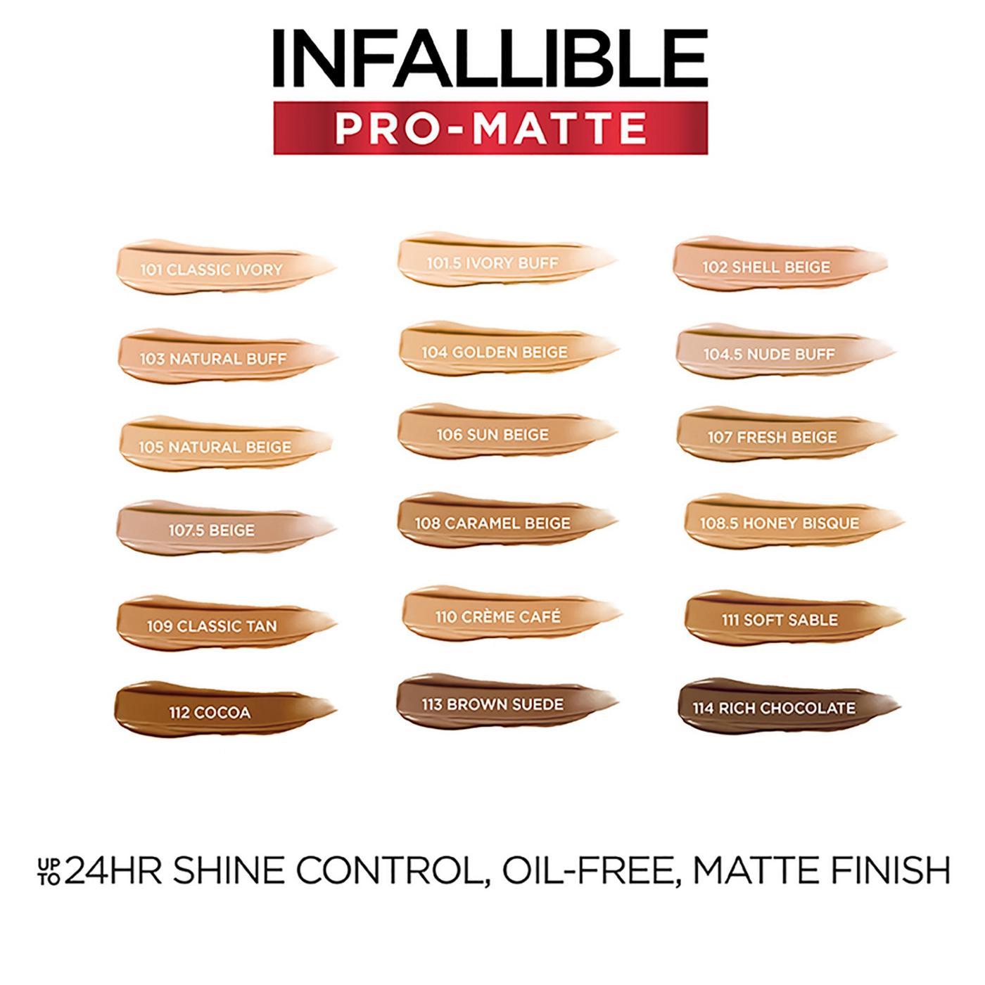 L'Oréal Paris Infallible Pro-Matte Blendable Foundation, Oil Free 111 Soft Sable; image 6 of 8
