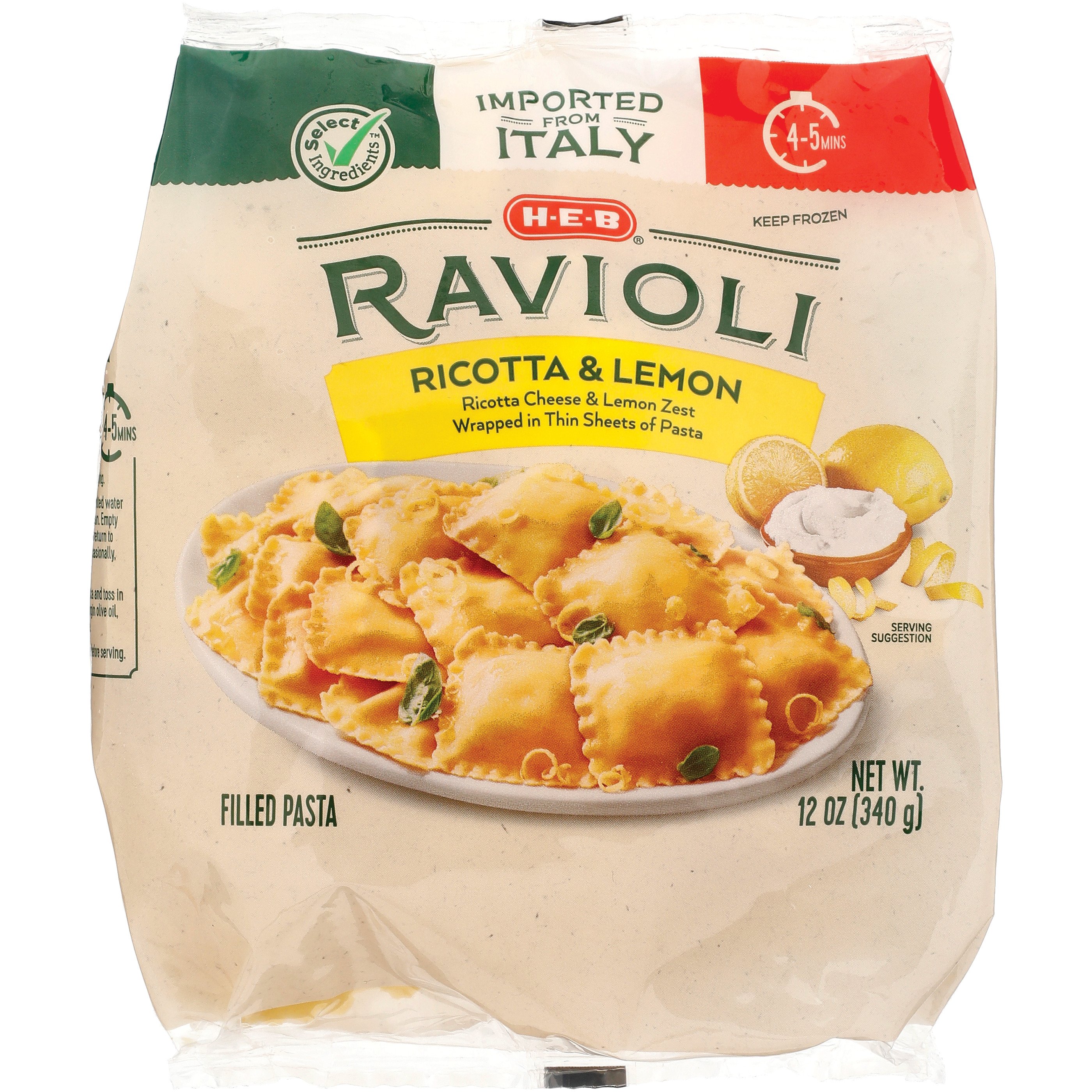 H-E-B Frozen Ravioli Filled Pasta - Ricotta & Lemon - Shop Entrees ...